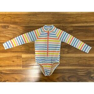 J.Crew Crewcuts Long Sleeve Striped Rashguard Swimsuit, Size 3T